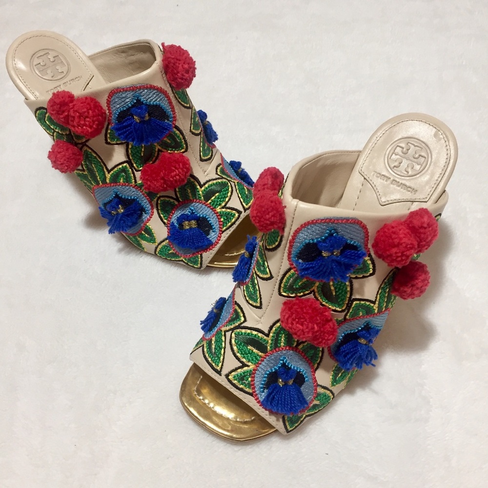 HP! Tory Burch Ellis Embroidered Leather Mule - Picture 4 of 8